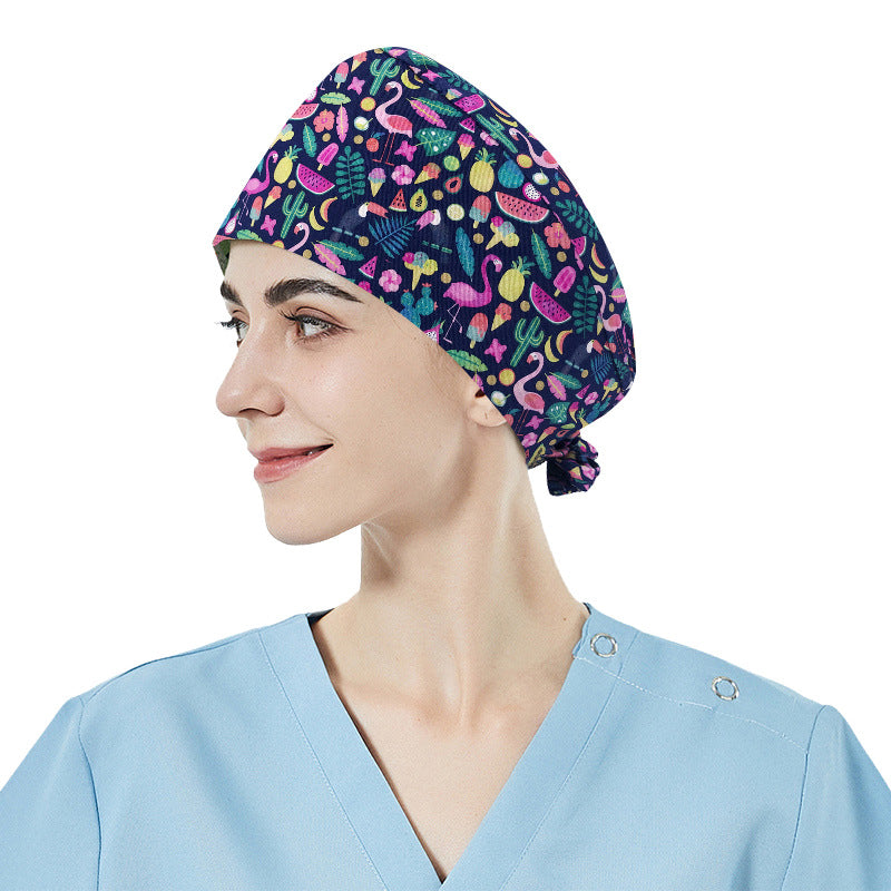 Printed Cotton Nurse Cap