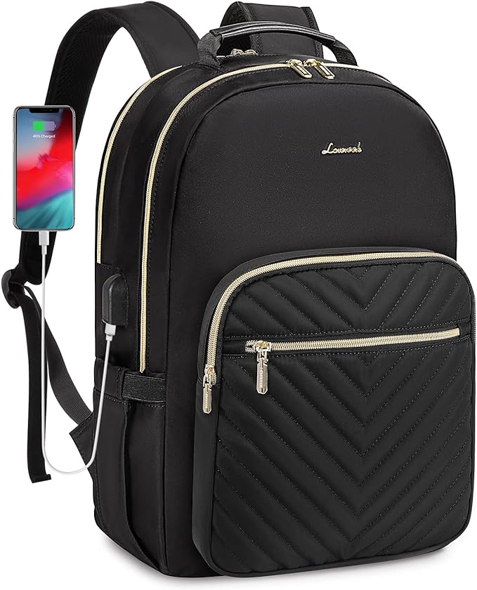 backpack for laptop ladies Laptop Backpack for Women, Water Resistant Travel Work Backpacks Purse with USB Charging Port