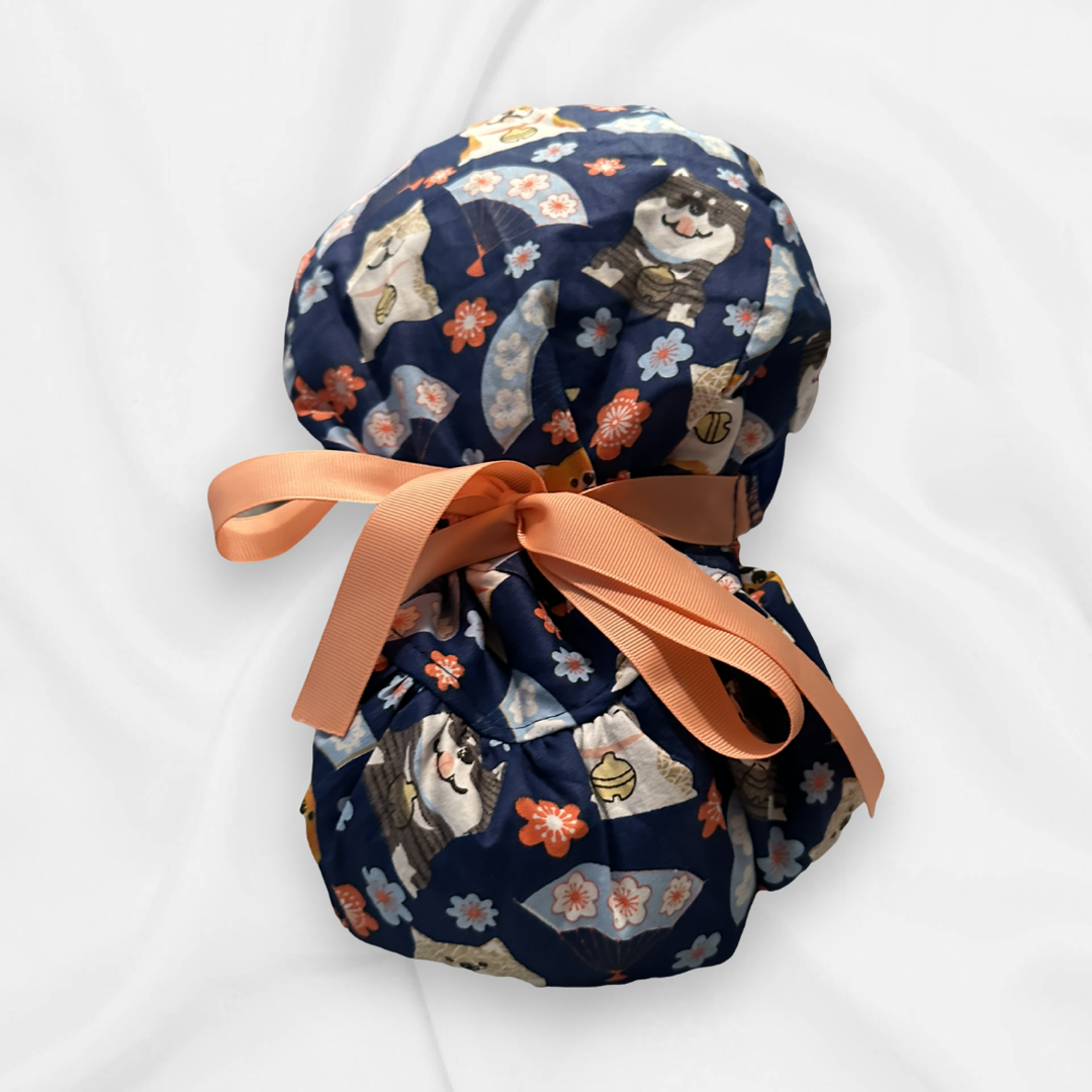 Scrub Caps Women Nursing Hats with Buttons Adjustable Bouffant Nurse Ponytail Holder Turban Patterns