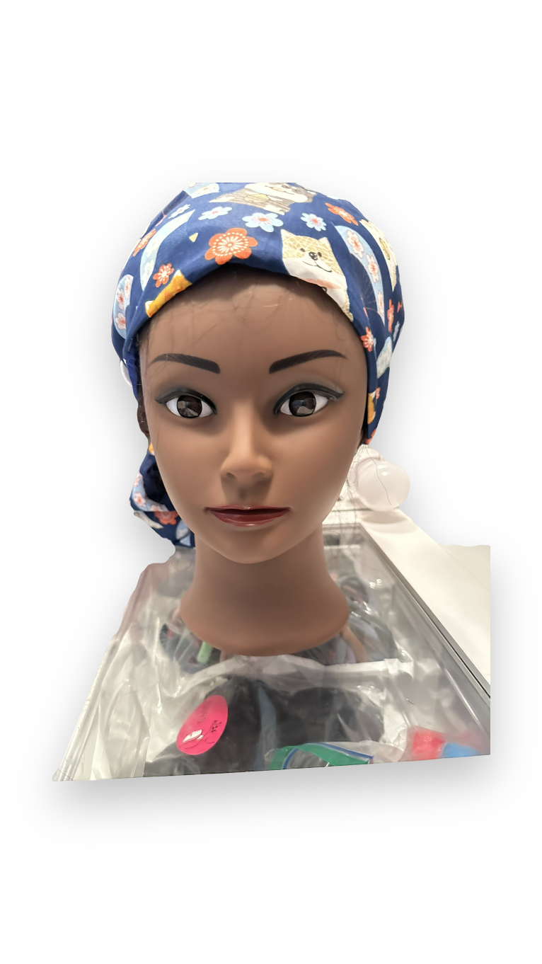 Scrub Caps Women Nursing Hats with Buttons Adjustable Bouffant Nurse Ponytail Holder Turban Patterns