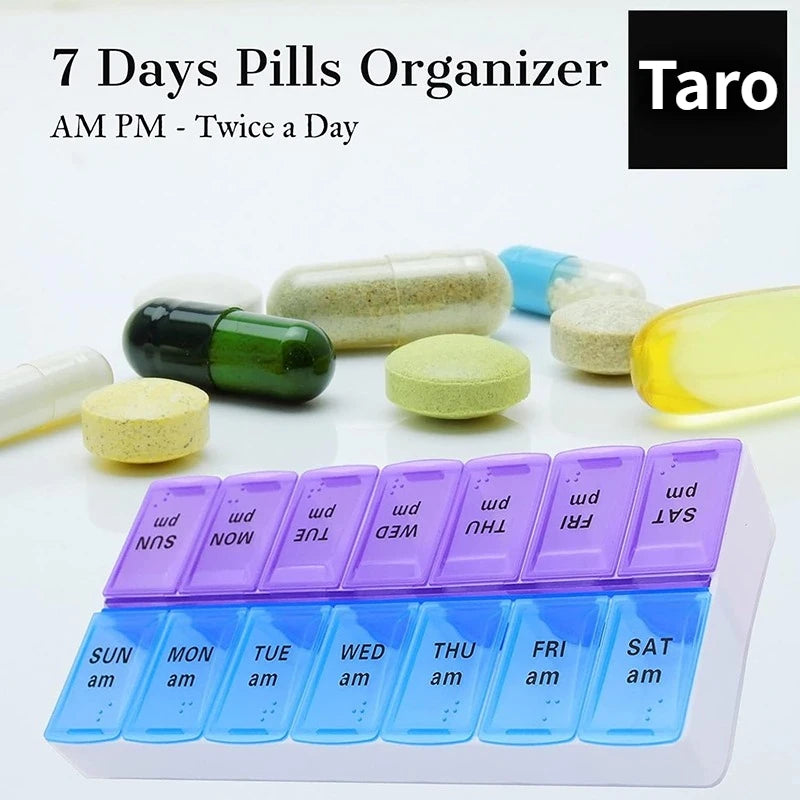 Portable Weekly Medicine Storage Case with Color Compartments