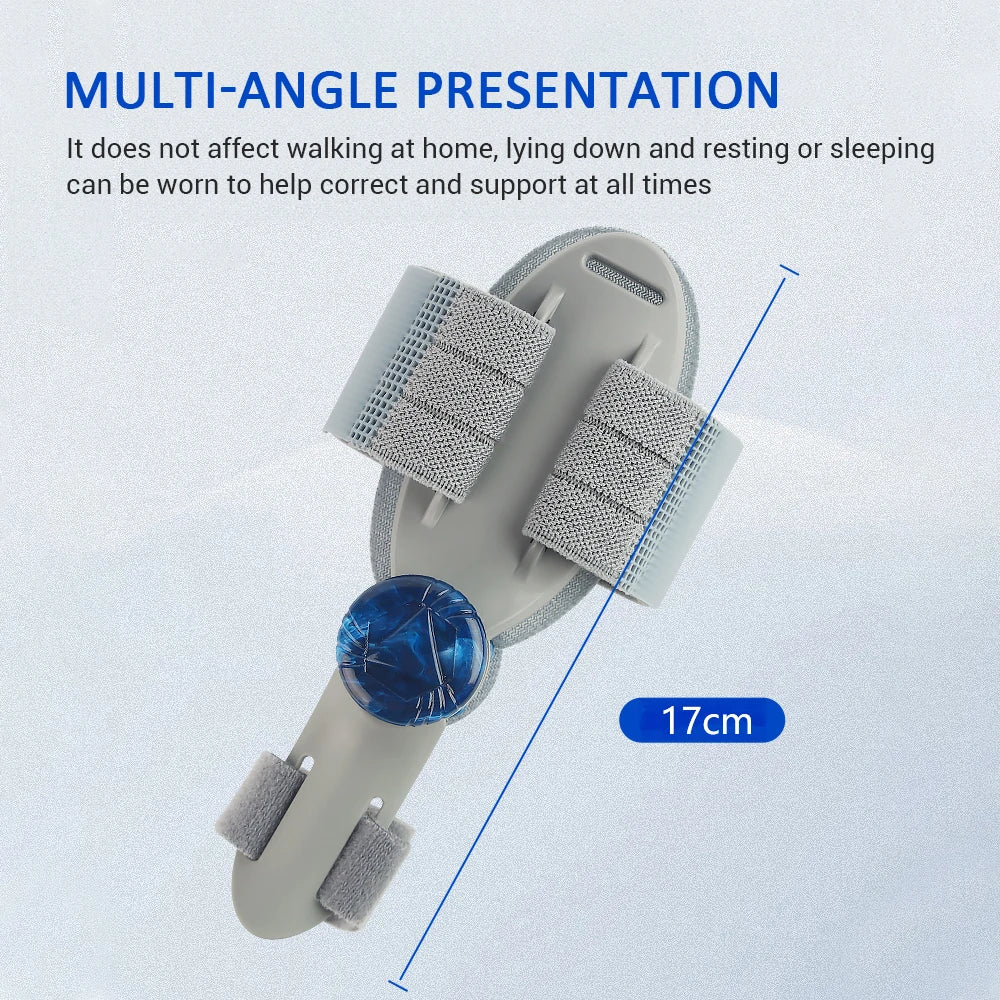 Orthopedic device with straps and a blue ball, labeled '17cm', on a light gray background.