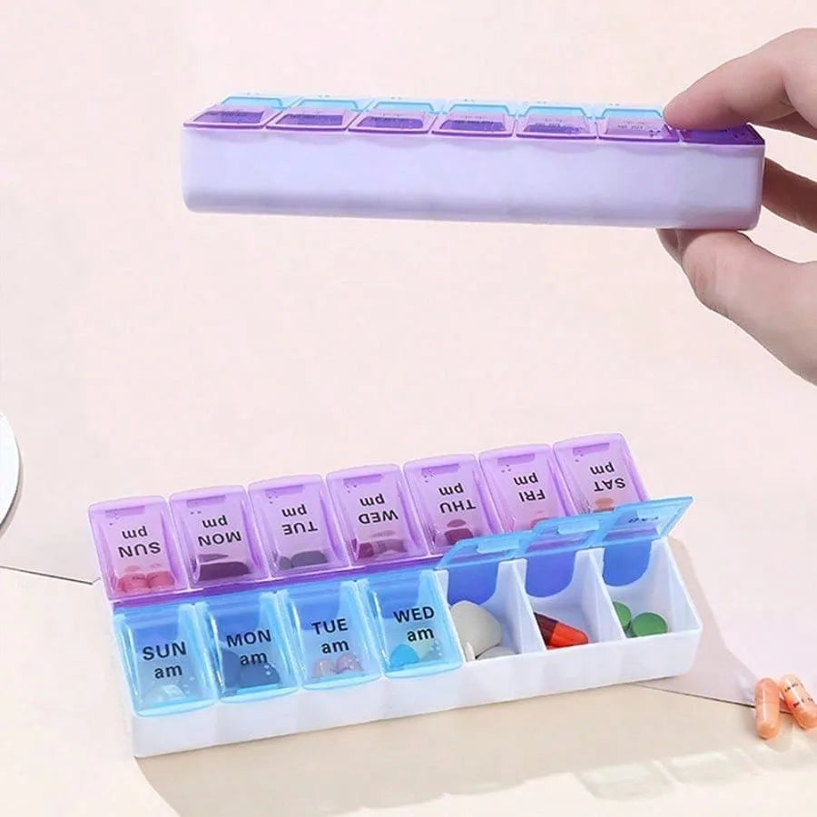 Portable Weekly Medicine Storage Case with Color Compartments