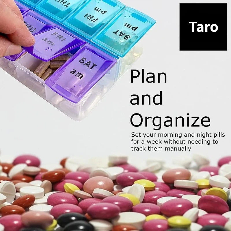 Portable Weekly Medicine Storage Case with Color Compartments