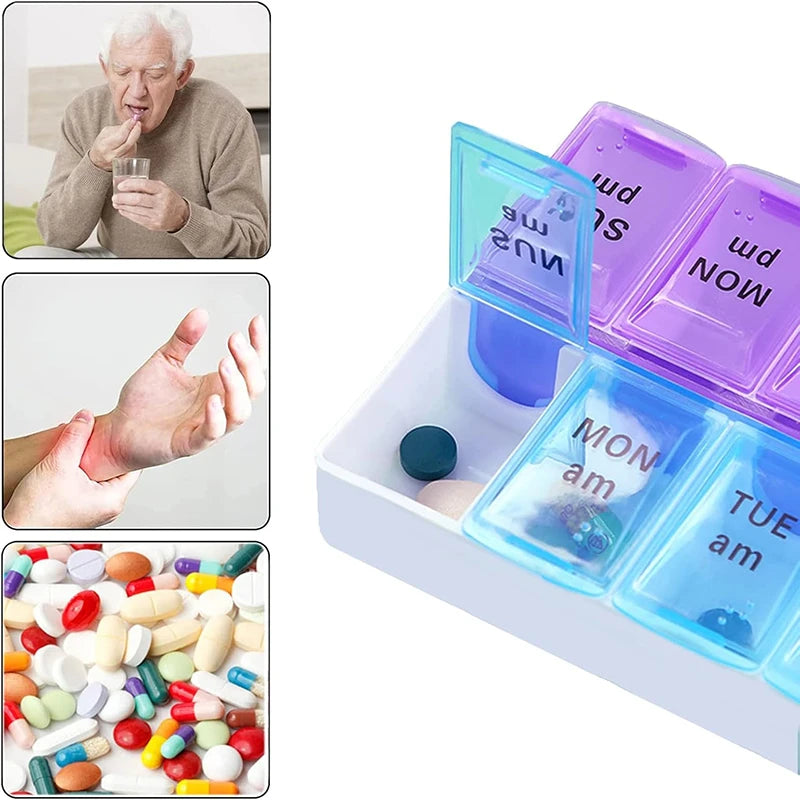 Portable Weekly Medicine Storage Case with Color Compartments