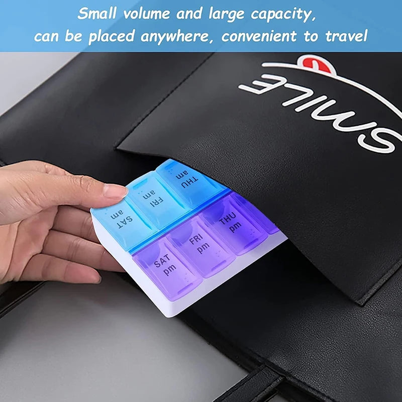 Portable Weekly Medicine Storage Case with Color Compartments