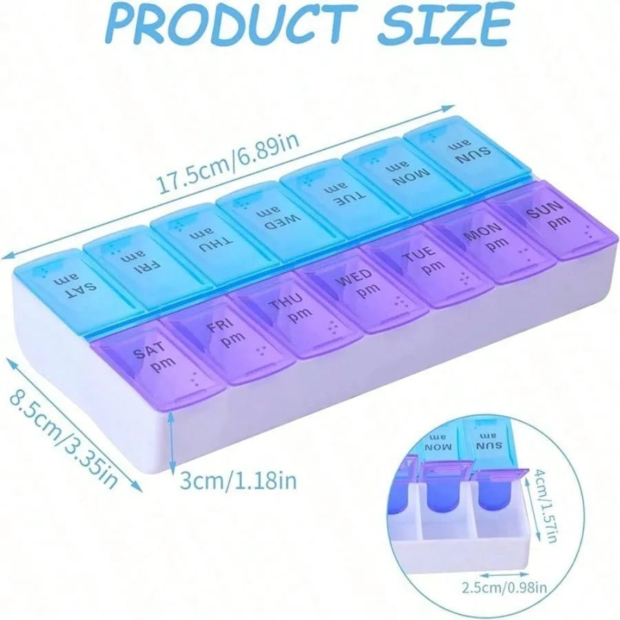 Portable Weekly Medicine Storage Case with Color Compartments