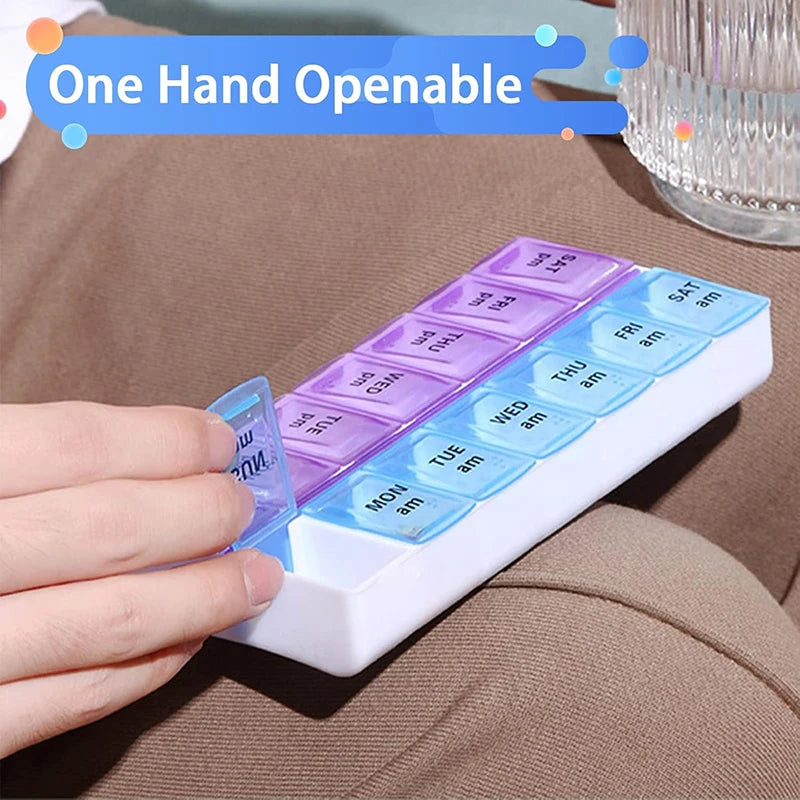 Portable Weekly Medicine Storage Case with Color Compartments